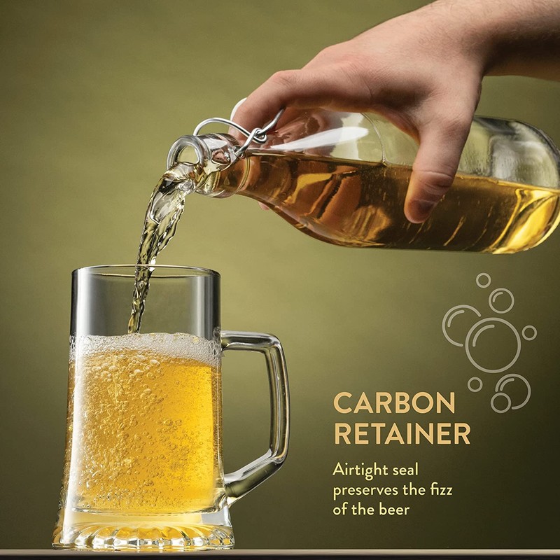 Bormioli Rocco Giara Glass Bottle with Airtight Clamp Lid, 33.75