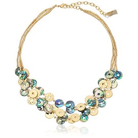 Lonna & Lilly "Pacific Tides" Worn Gold-Tone Multi-Row Shaky Shells Frontal Necklace, 16.5" + 4" Extender