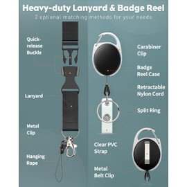 Uniclife 2 Pack 2-Card Badge Holder Vertical & Horizontal Hard PC Card Protector with Thumb Slot Retractable Badge Reel & Detachable Lanyard Clear Plastic Case for Office School IDs Credit Cards