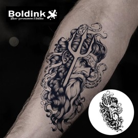 Boldink Temporary Tattoos, semi permanent tattoos, 15-day long lasting tattoo sticker, waterproof and anti-reflective, unique design(Neptune & Octopus)