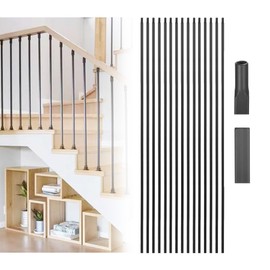Wemily 15 Pack Iron Balusters for Staircase,Hollow Square Stair Balusters,Satin Black Balusters for Staircase Interior,1/2" x 44" (Satin Black)