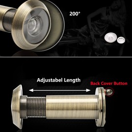 Copper Door Viewer Peephole, 200-Degree Spy Hole Viewer with Privacy Cover, Front Door Viewer Security Viewer for 35-60mm Doors
