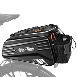 WOTOW Bike Rear Rack Bag - 10L Hard Shell Waterproof Bike Trunk Pannier with Shoulder Strap, Large Area Reflective Bicycle Ebike Rear Rack Saddle Seat Bag for Travel Outdoor Cycling