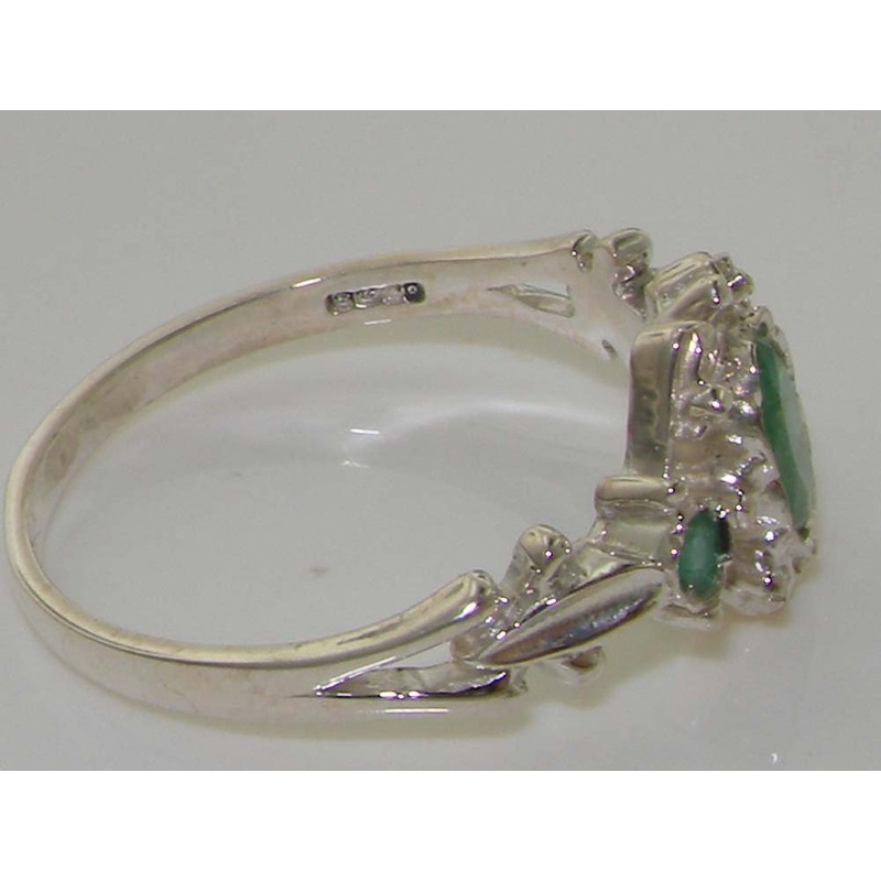LetsBuyGold 925 Sterling Silver Natural Emerald Womens Promise Ring -