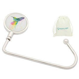 ROFLYER Purse Hook Hanger for Table Bar Long Handbag Hanger Bag Hanger with Velvet Pouch (Hummingbird)