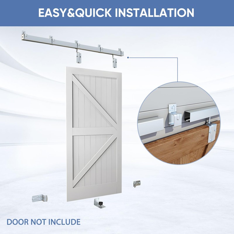 BARNSMITH 8FT Exterior Barn Door Hardware, Sliding Barn Door Hardware