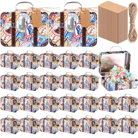 RimCereal 24 Pieces Mini Suitcase Boxes Candy Party Favor Box,Small luggage Tin Gift Suitboxes craft for Party Wedding Travel Bride Shower Decoration, with Labels and Hemp Rope (Travel)