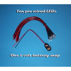n/a 10 x LED - 5mm PRE WIRED LEDS 9 VOLT ORANGE 9V USA