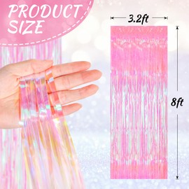 Yunlly 4 Pcs Tinsel Foil Fringe Backdrop Curtains for Disco Graduation Birthday Party Decoration Metallic Glitter Streamer Backdrop Prom Wedding Baby Shower Photo Props(Colorful, 3.3 x 8.2 ft)