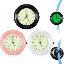 3 Pcs Glow in the Dark Stethoscope Watch Clip on Stethoscope Clock with Second Hand Pocket Watch with Medical Symbols Accessories Nurse Week Appreciation Gift for Doctor Clinic Staff
