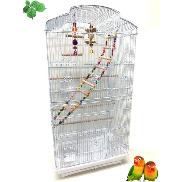 Mcage Large Portable Flight Bird Hanging Travel Cage with Toys