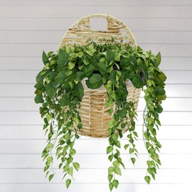 AuldHome Design Wall Pocket Baskets (2-Pack, Natural); Hanging Flower Door Baskets