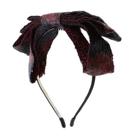 Multi Colored Pleather Bow Headband for Women and Girls - Red