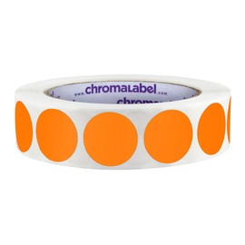 ChromaLabel 1 Inch Circle Sticker Labels, Easy to Write On Colored Dot Stickers, Permanent Adhesive Labels - 1000 Sticky Dots per Roll, Orange Dot Stickers
