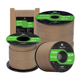 Abma Cord Paracord 2mm 15m 100% Nylon Rope 1 Strand Type I Parachute Cord - Max. 45kg (100lbs) - Tan