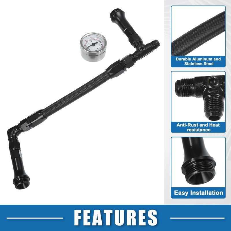 A ABSOPRO 4150 Braided Fuel Line with Pressure Gauge AN6