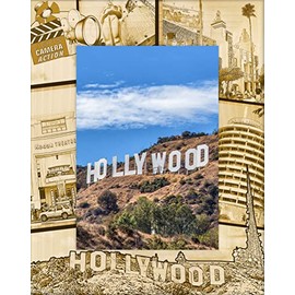 Saddle Mountain Souvenir Hollywood California Laser Engraved Wood Picture Frame Portrait (3 x 5)