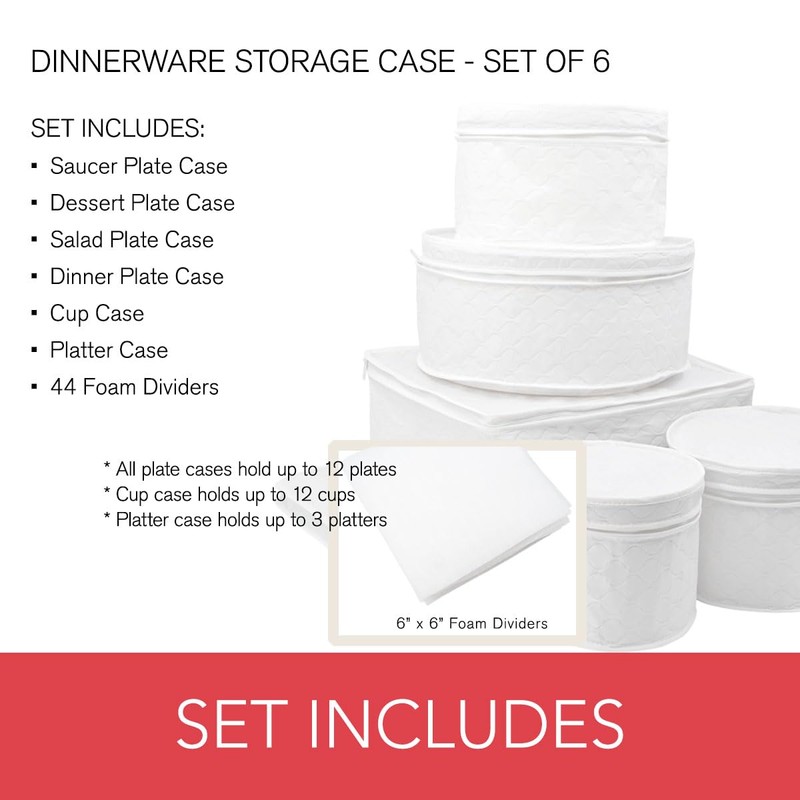 LAMINET 6 Piece Quilted Dinnerware Storage Starter Set - Includes
