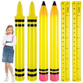 6 Pcs 74 Inch Giant Inflatable Pencil Pool Noodles Float Jumbo Blow up Crayons Ruler Classroom Decoration for Back to School Classroom Garden Photo Prop Wall Party Favors