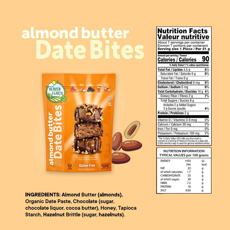 Heaven & Earth Gluten Free Chocolate Covered Almond Butter Date