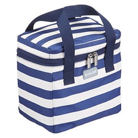 KitchenCraft We Love Summer Nautical-Striped Small Cool Bag, 4.9 L (1 Gal) - Navy Blue/White