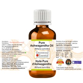 Greenwood Essential Pure Ashwagandha Oil (Withania somnifera) Therapeutic Quality for Hair, Skin and Aromatherapy (Pack of Three) 100 ml x 3 (10 oz)