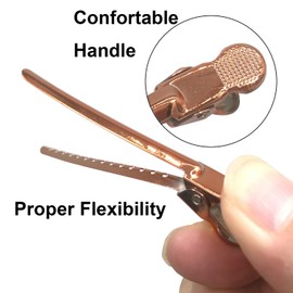 12 pinzas divisoras para billetes de pato, pinzas para peinar el cabello, horquilla de metal para peluquería y herramientas de peluquería (oro rosa)