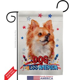 Breeze Decor Patriotic Brown Chihuahua Garden Flag Pack Dog Puppy Spoiled Paw Canine Fur Pet Nature Farm Animal Creature Support Our Troops House Banner Small Yard Gift Double-Sided, Made in USA
