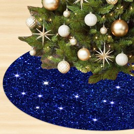 OMKSIH Blue Tree Skirt 21 Inches Velvet Tree Skirt Sequin Christmas Tree Skirt Royal Blue Tree Skirt for 4FT Tree Xmas Tree Skirts Glitter Christmas Tree Collar Skirt for Winter Holiday Decorations