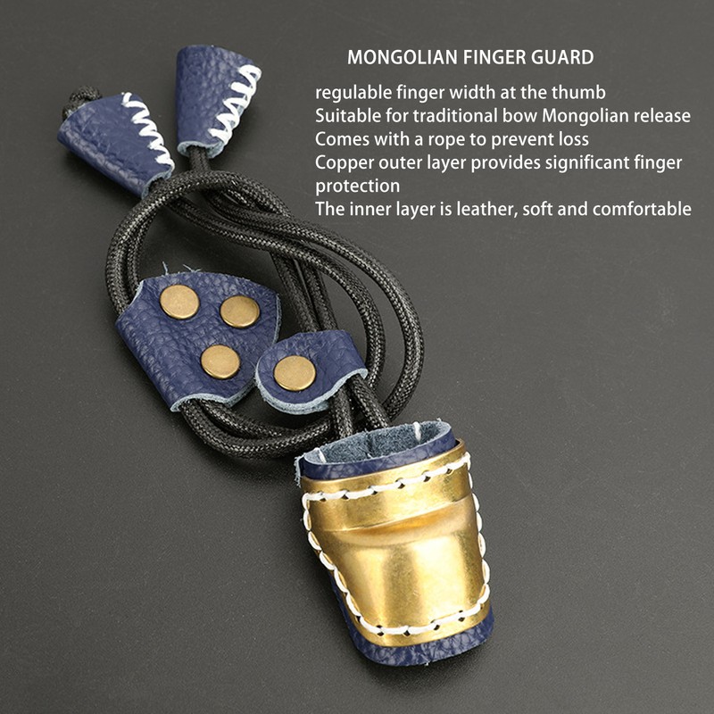 Archery Thumb Protector Regulable Design Safety Rope Brass Cowhide Material