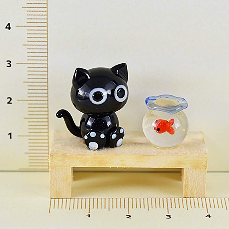 Forkart Cute Handmade Glassware Bench Cat