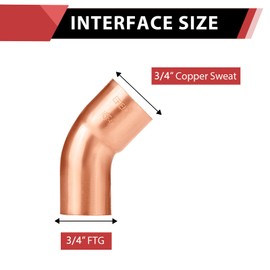 10-Pack EFIELD 3/4" FTG x 3/4" Copper Short Radius 45° Street Elbow Copper Fittings (3/4"x3/4")