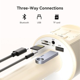 DRSYXCS Kids Wireless Karaoke Microphone Machine Portable Handheld Bluetooth Mic Speaker with Magic Voice Singing Toys for 3-12 Year Boys Girls Christams Birthday Gift (Beige)