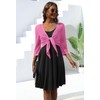 PrinStory Women's Tie Front Shrug 3/4 Sleeve Bolero Cardigan Lightweight