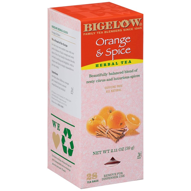Bigelow Orange & Spice Herbal Tea 28-Count Box (Pack of
