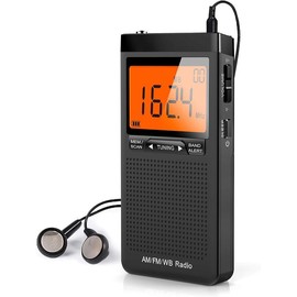 AM/FM NOAA Portable Weather Alert Radio with Best Reception, LCD Display, Earphone Jack & Digital Clock, Battery Operated for Elderly Home Use & Gift for Parents - Color: Black