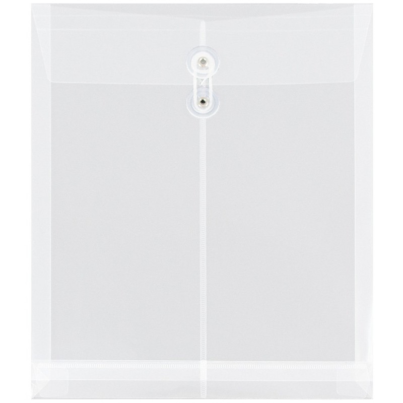 JAM PAPER Plastic Envelopes with Button & String Tie Closure