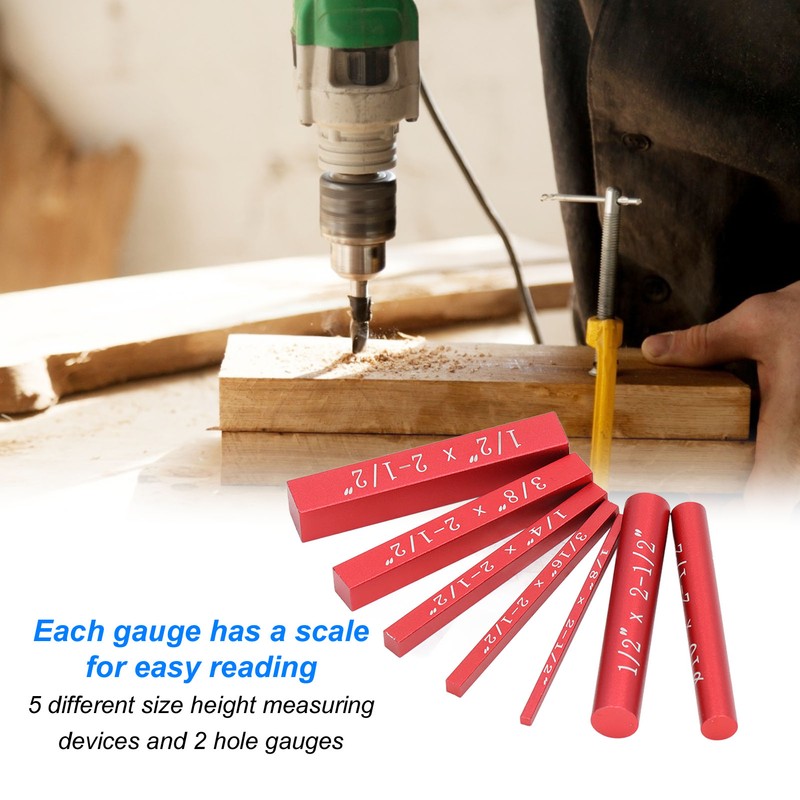 7PCS Setup Blocks Gauge Aluminum Alloy Black Anodized Suface Woodworking