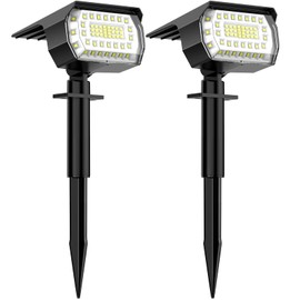 WELALO Solarstrahler für Außen, 57 LED 6500K Solarlampen für Außen Garten, 3 Helligkeit Einstellbar Solarleuchten, IP65 Wasserdicht Solar Gartenleuchte für Hof Garten Garage Weg (Kaltweiß, 2er Pack)