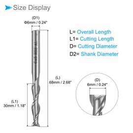 CoCud 2-Flute Spiral End Mill Bits, 6mm Diameter 30mm Length, High Speed Steel Straight Milling Cutter with Storage Case- (Applications: for Plywood Hardwood Plastic),
