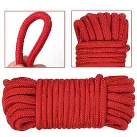 2 Roll 10m/33ft 8mm Thick Rope Multipurpose Soft Cotton Rope Braided Cord Twine for Camping Garden Home Use (Red)