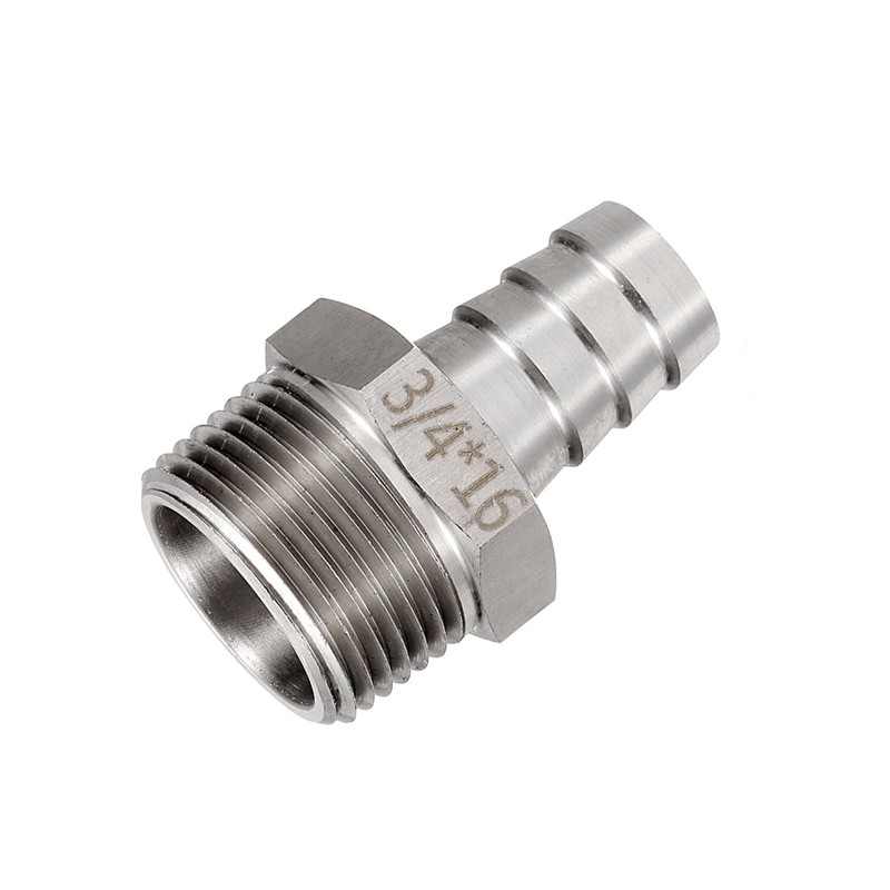 sourcing map Stainless Steel Barbed Fitting 3/4" NPT Male to