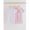 NEXT 3 Pack Baby Romper with Two-Way Zip, pink