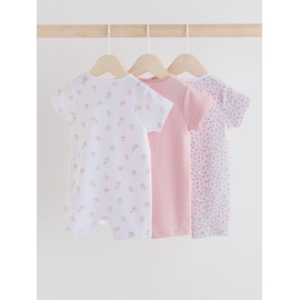 NEXT 3 Pack Baby Romper with Two-Way Zip, pink
