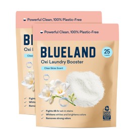 BLUELAND Oxi Laundry Booster Powder Refill 2-Pack, Clear Skies Scent, 50 Loads, 35.2 oz, Plastic-Free, Eco Friendly, Oxy Cleaner, Stain Remover