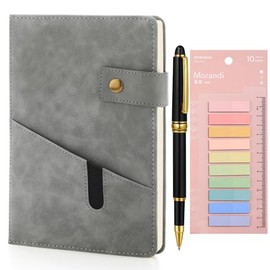 A5 Cuaderno Ejecutivo,Libretas Pasta Dura A5 con Bolsillos,con 1 Bolígrafo metálico y un juego de notas adhesivas,Tapa Resistente para hombres y...   