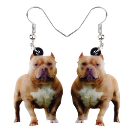 DUOWEI Acrylic Floral Pitbull Dog Earrings Anime Pets Drop Dangle Pet Jewelry for Women Ladies Girls Lovers Charms Gifts (Coffee)