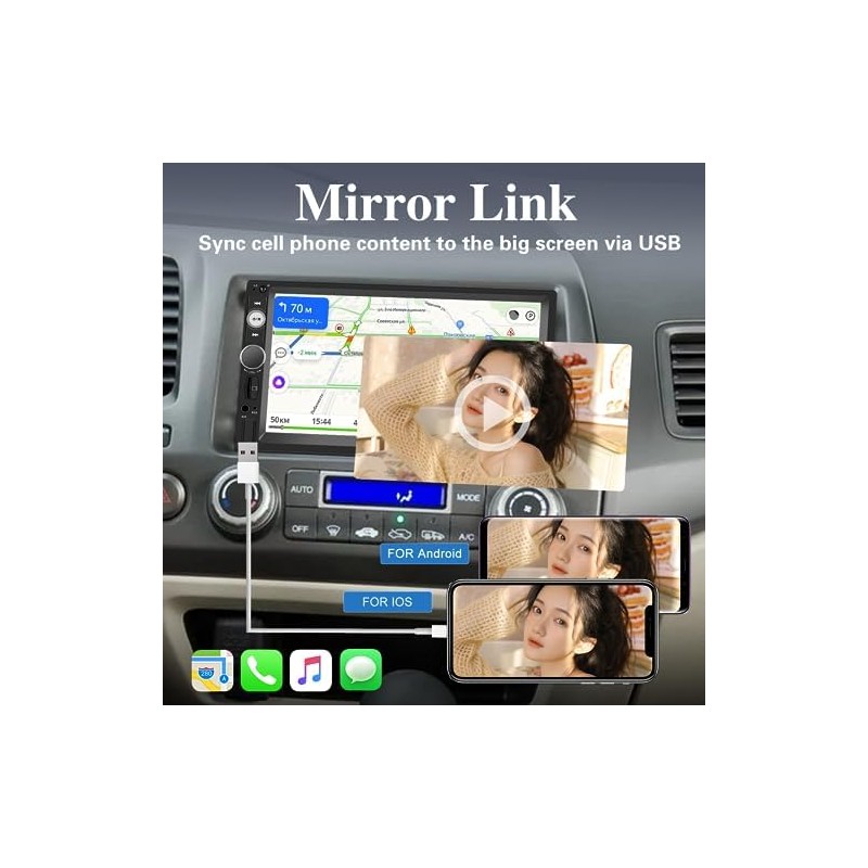 NHOPEEW Double Din Bluetooth Car Stereo - 7 Inch Touch