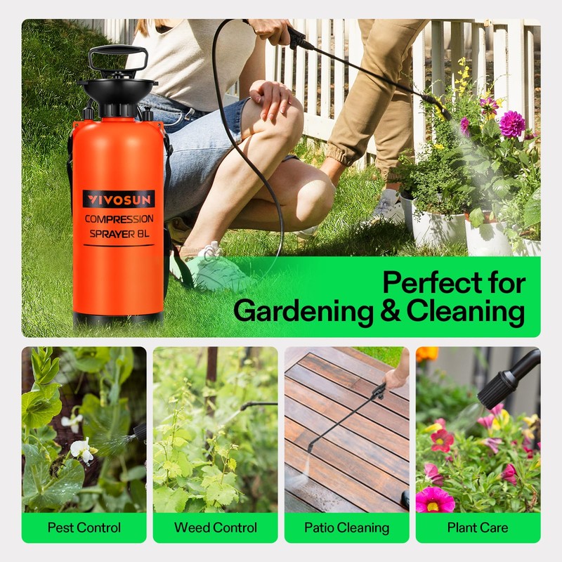VIVOSUN Pump Sprayer 2 Gallon, Pressurized Lawn & Garden Water