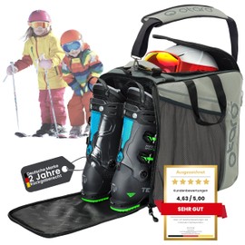 Otaro Children's Ski Boot Bag with Helmet Compartment (Children, 27 L, Light Grey) Premium Ski Bag for Ski Boots, Also as Ice Skate Bag or Inline Bag, Ski Bag, Ski Bag Set, Ski Boot Bags